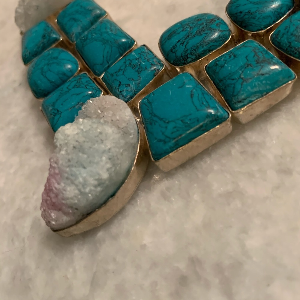 Druzy Turquoise Statement Necklace - image 4